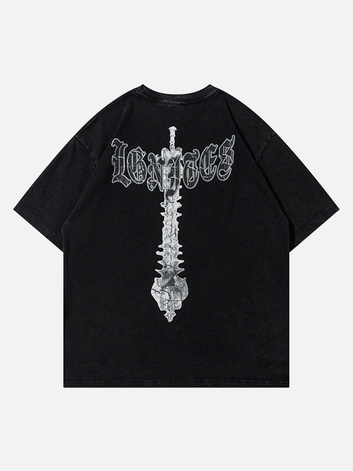 Tntwear® - Skeleton Elements Print Washed Tee - tntwear1