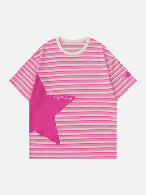 Tntwear® - Star Patchwork Stripe Tee - tntwear1