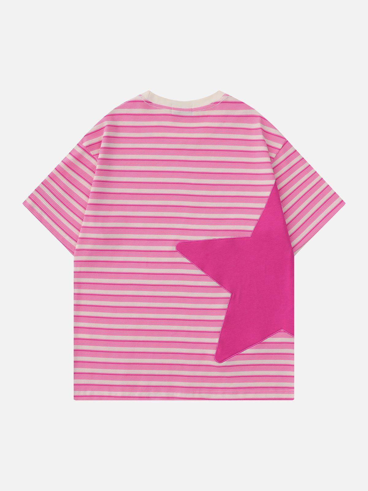 Tntwear® - Star Patchwork Stripe Tee - tntwear1