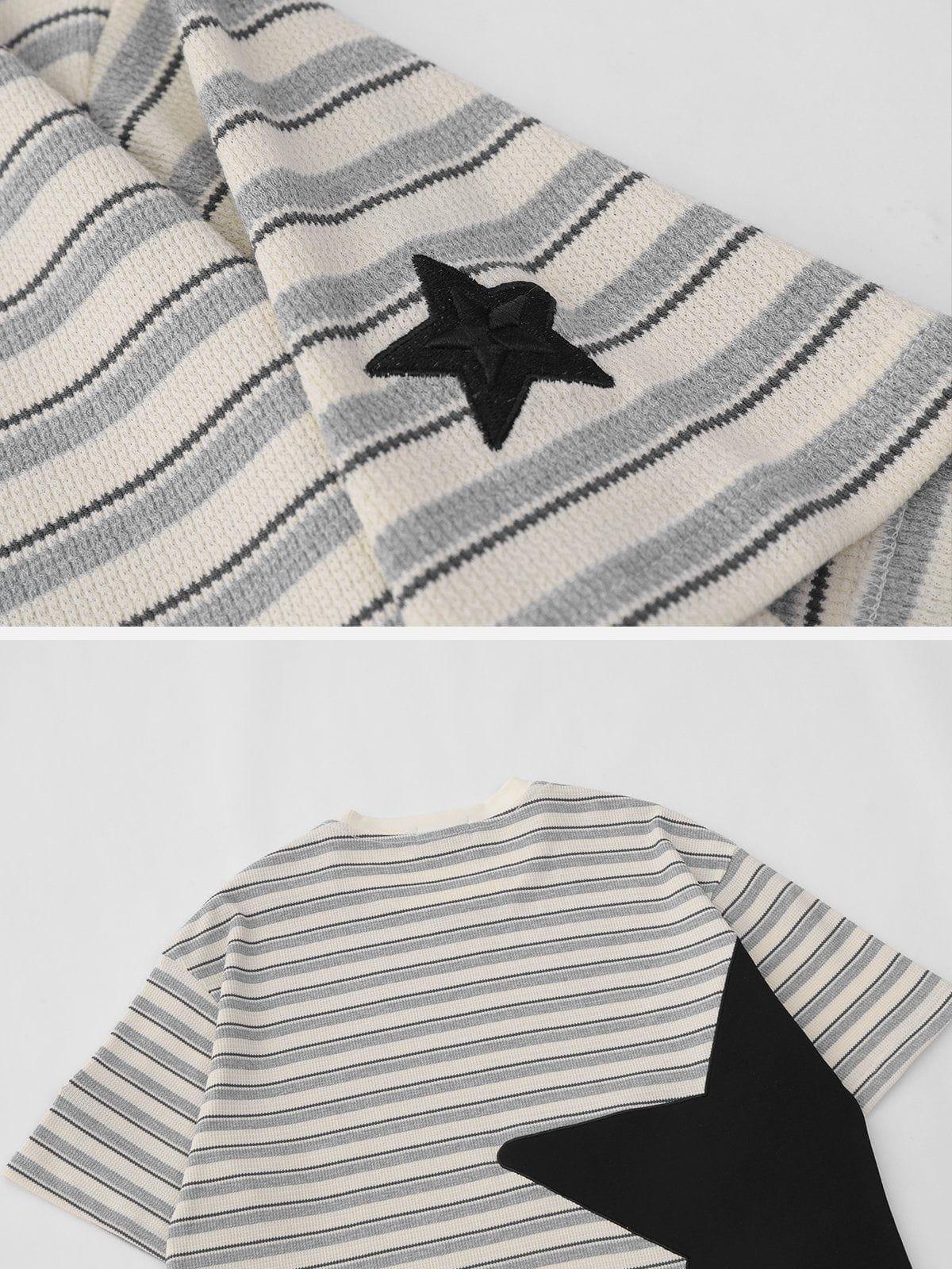 Tntwear® - Star Patchwork Stripe Tee - tntwear1