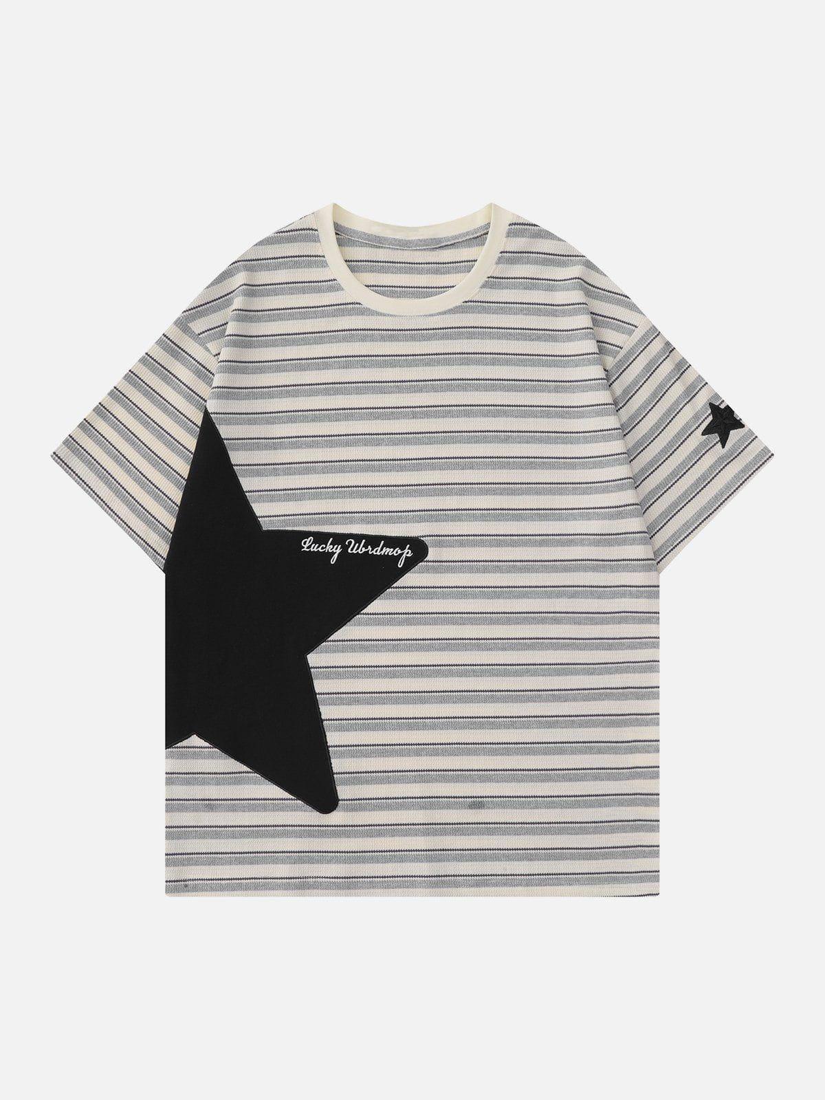 Tntwear® - Star Patchwork Stripe Tee - tntwear1