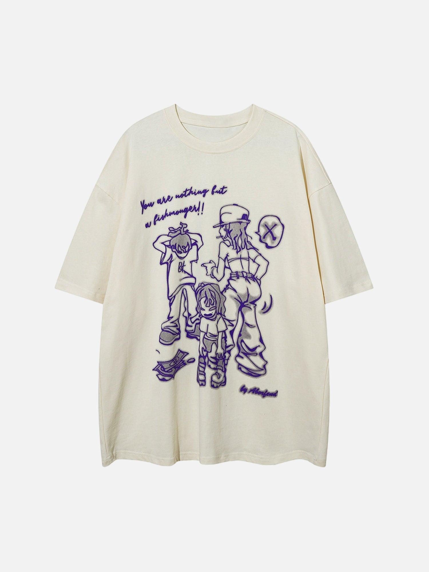 Tntwear® - Street Hip Hop Cartoon Print Short Sleeve T-Shirt - tntwear1