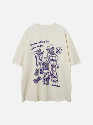 Tntwear® - Street Hip Hop Cartoon Print Short Sleeve T-Shirt - tntwear1