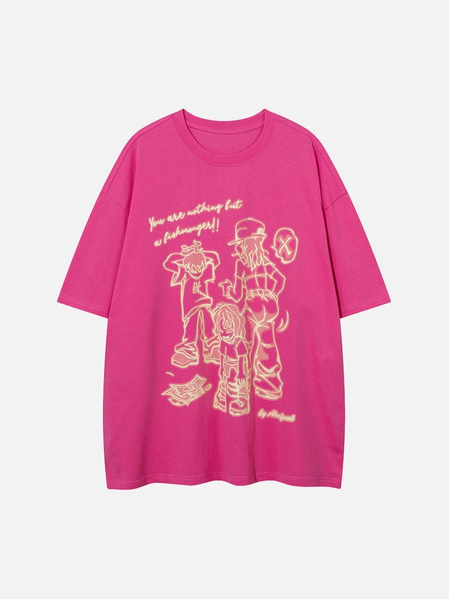 Tntwear® - Street Hip Hop Cartoon Print Short Sleeve T-Shirt - tntwear1