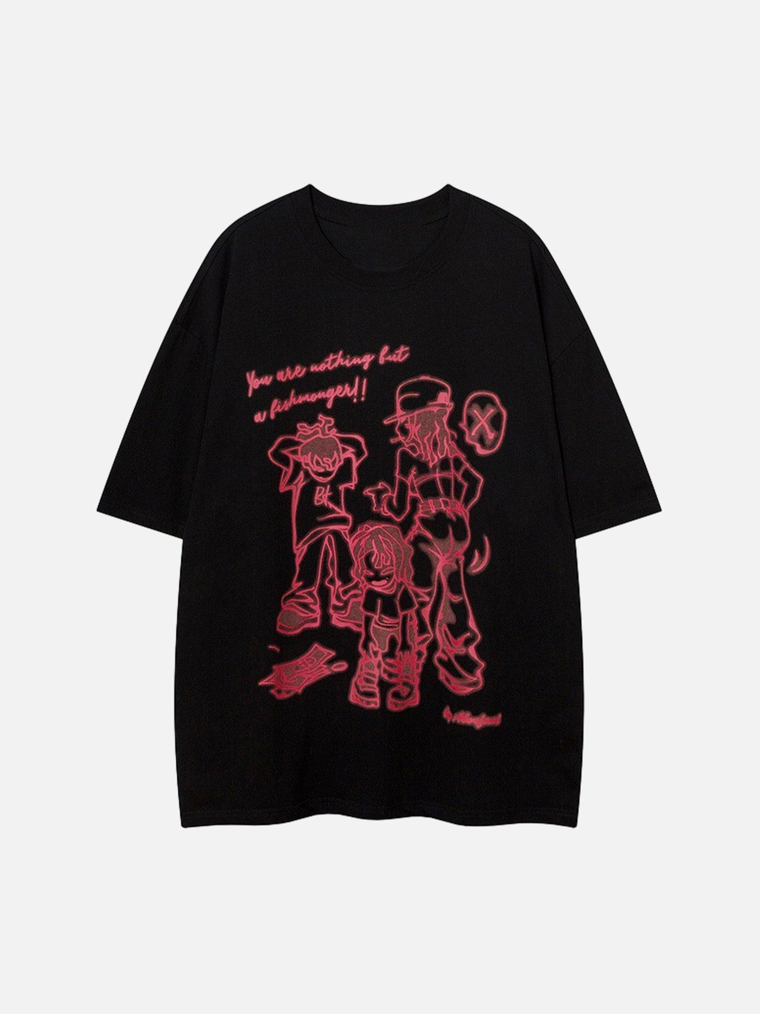 Tntwear® - Street Hip Hop Cartoon Print Short Sleeve T-Shirt - tntwear1
