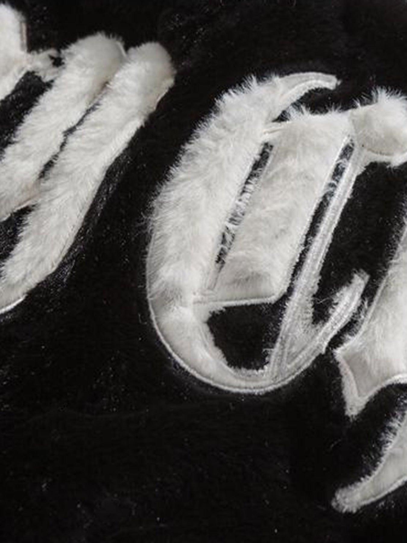 Tntwear® - Street Letter Embroidered Plush Jacket - 1838 - tntwear1