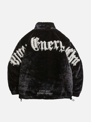Tntwear® - Street Letter Embroidered Plush Jacket - 1838 - tntwear1
