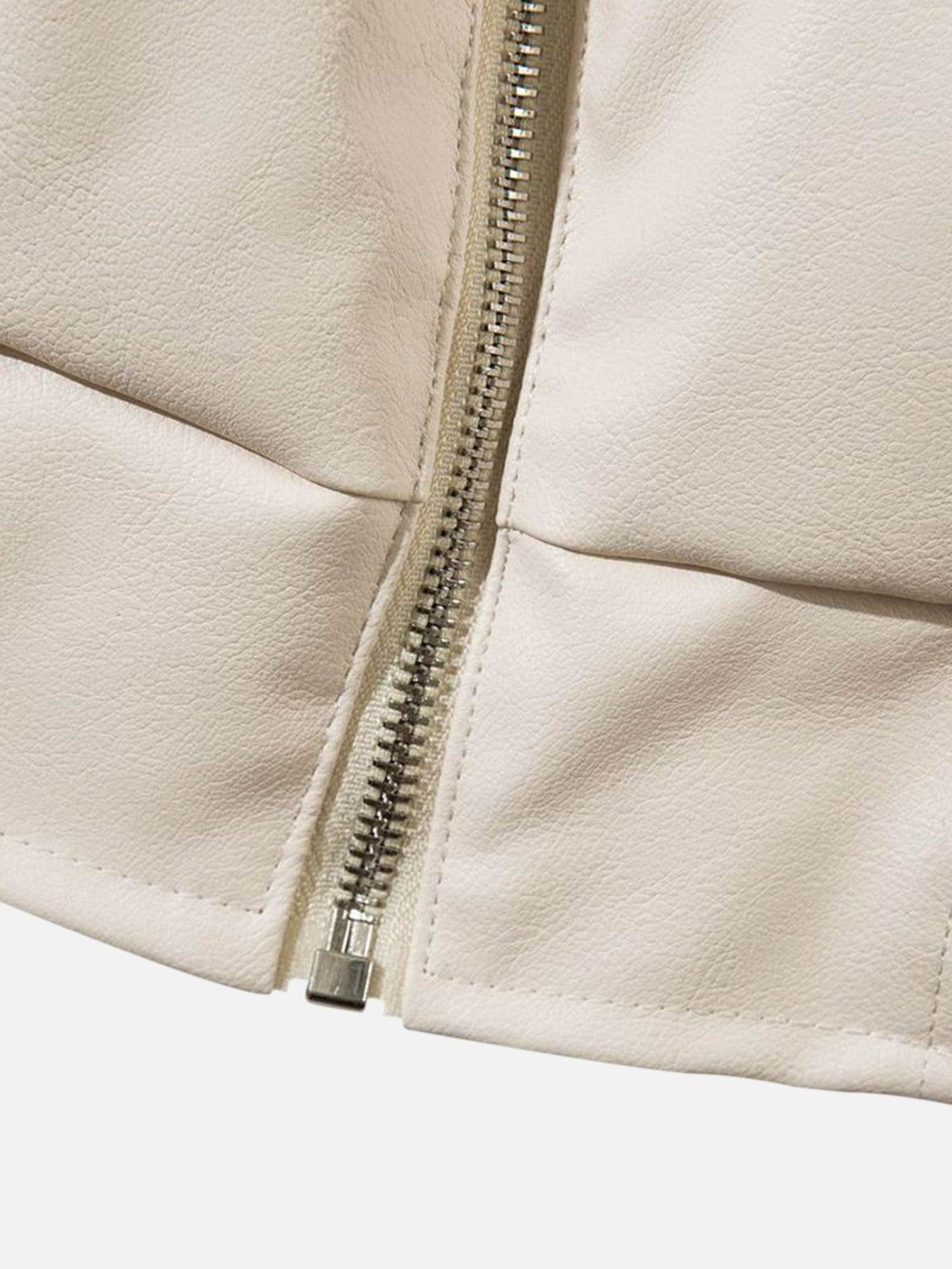 Tntwear® - Street Letter Embroidery Diagonal Zipper Cotton Jacket - tntwear1