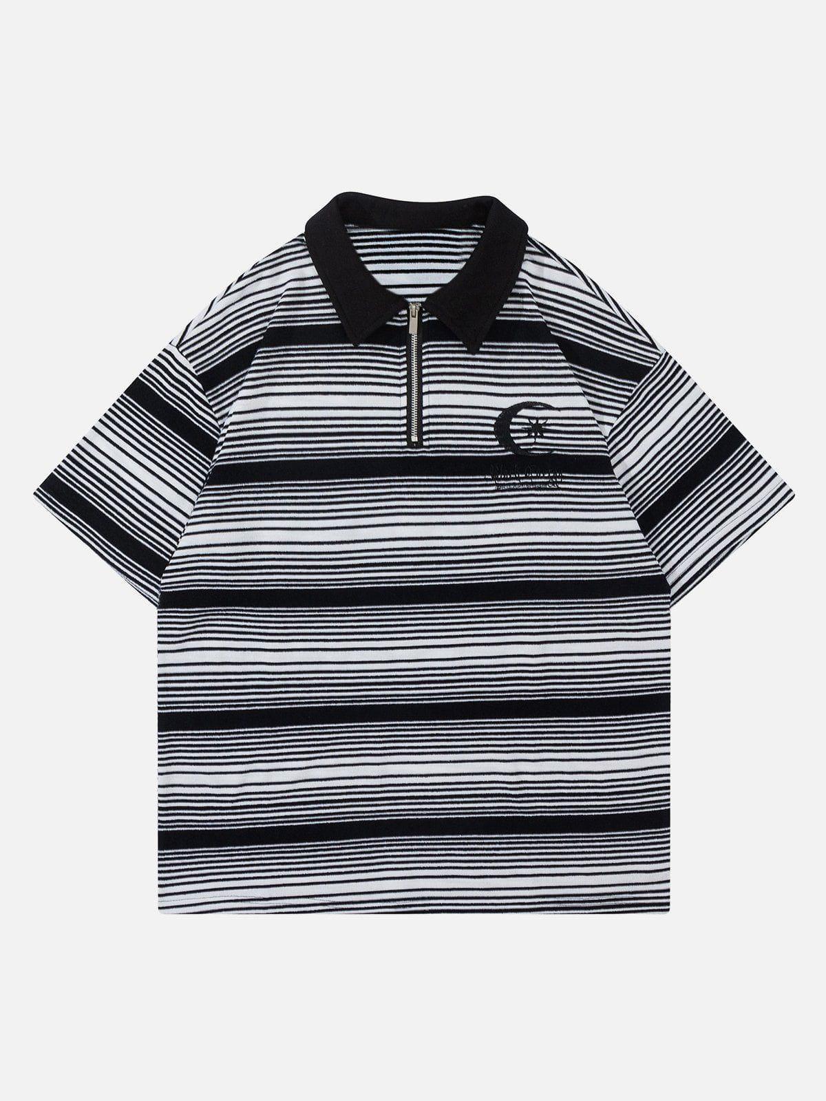 Tntwear® - Stripe Embroidery Polo Tee - tntwear1