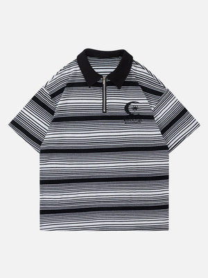 Tntwear® - Stripe Embroidery Polo Tee - tntwear1