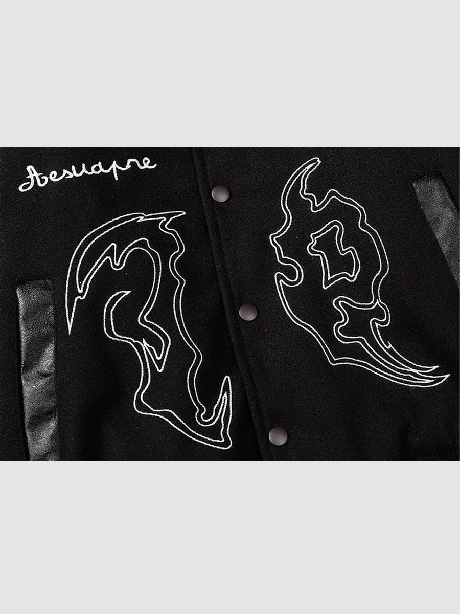 Tntwear® - Symbol Embroidery PU Leather Racing Jacket -1133 - tntwear1