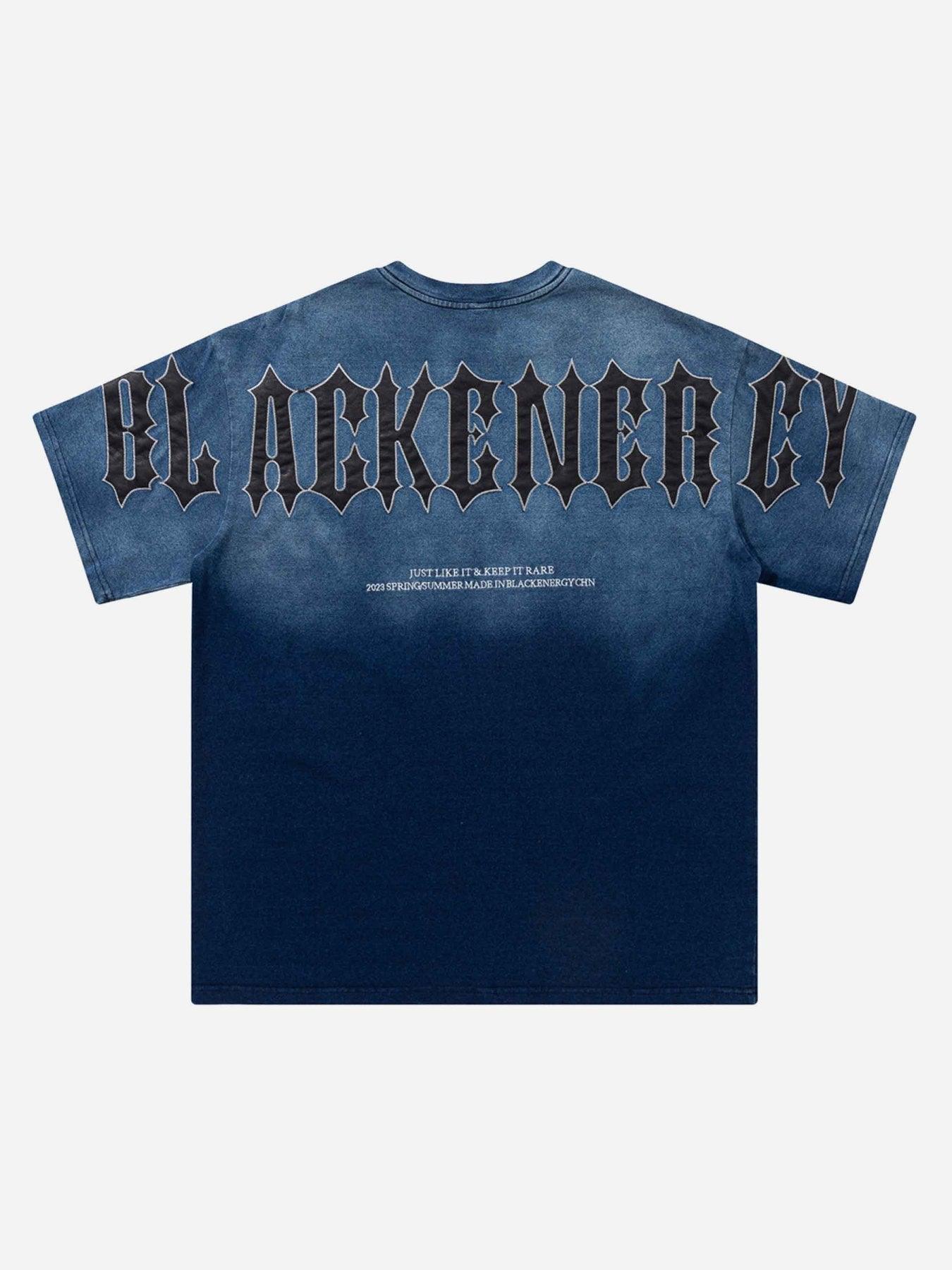 Tntwear® - Tie-dye Gradient Letter Embroidery T-shirt - 1542 - tntwear1