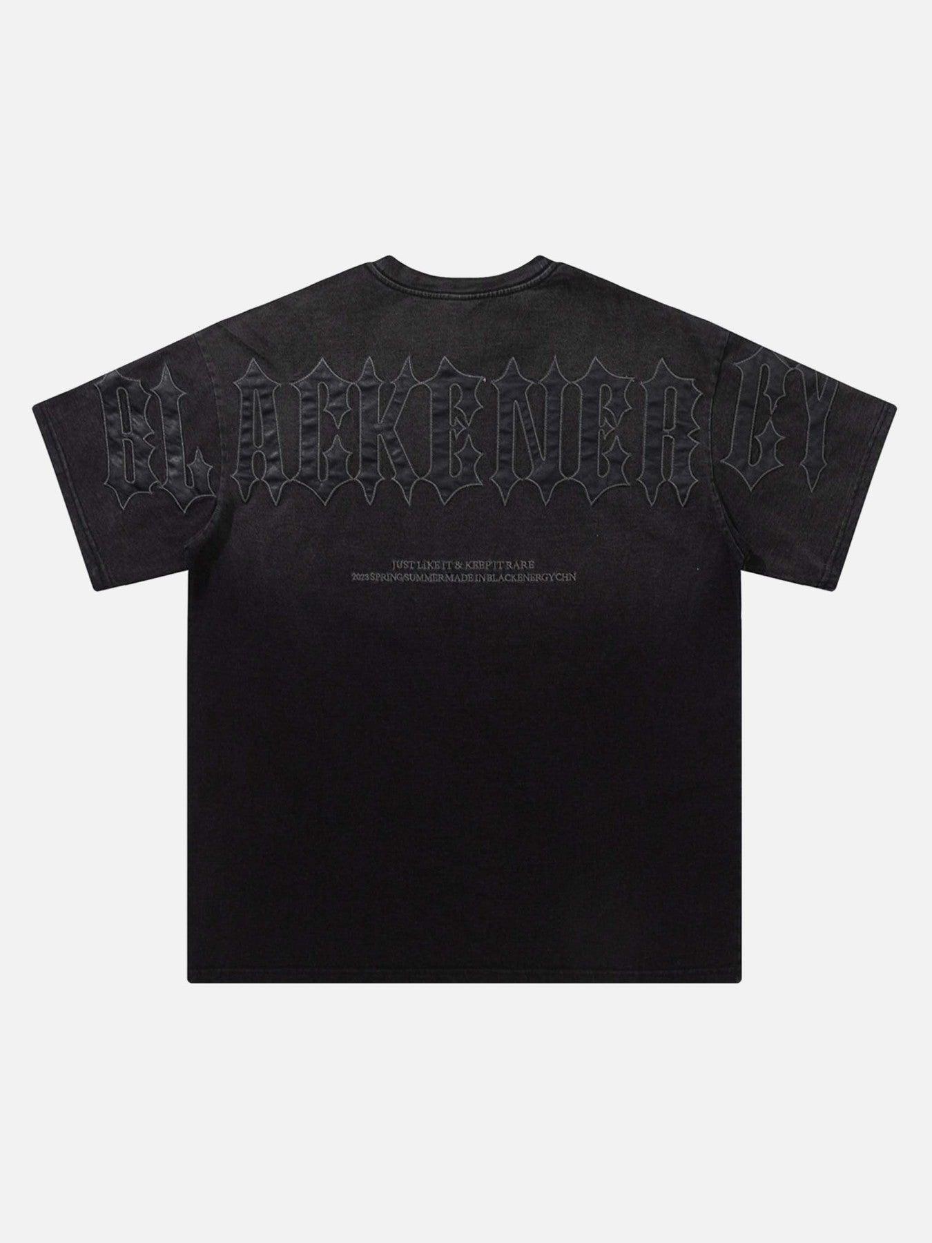 Tntwear® - Tie-dye Gradient Letter Embroidery T-shirt - 1542 - tntwear1