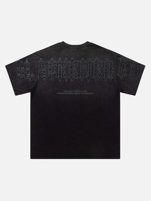 Tntwear® - Tie-dye Gradient Letter Embroidery T-shirt - 1542 - tntwear1