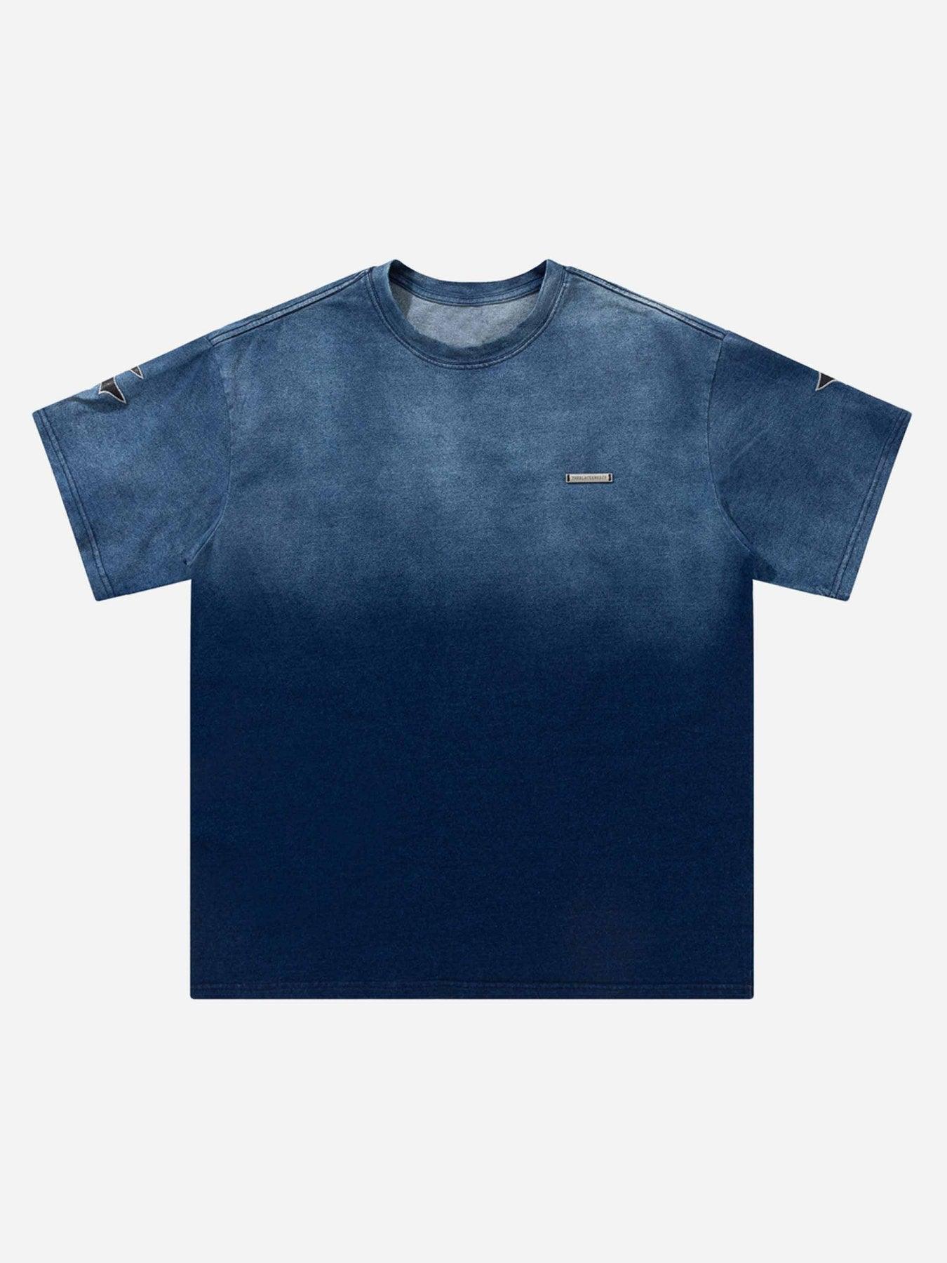Tntwear® - Tie-dye Gradient Letter Embroidery T-shirt - 1542 - tntwear1