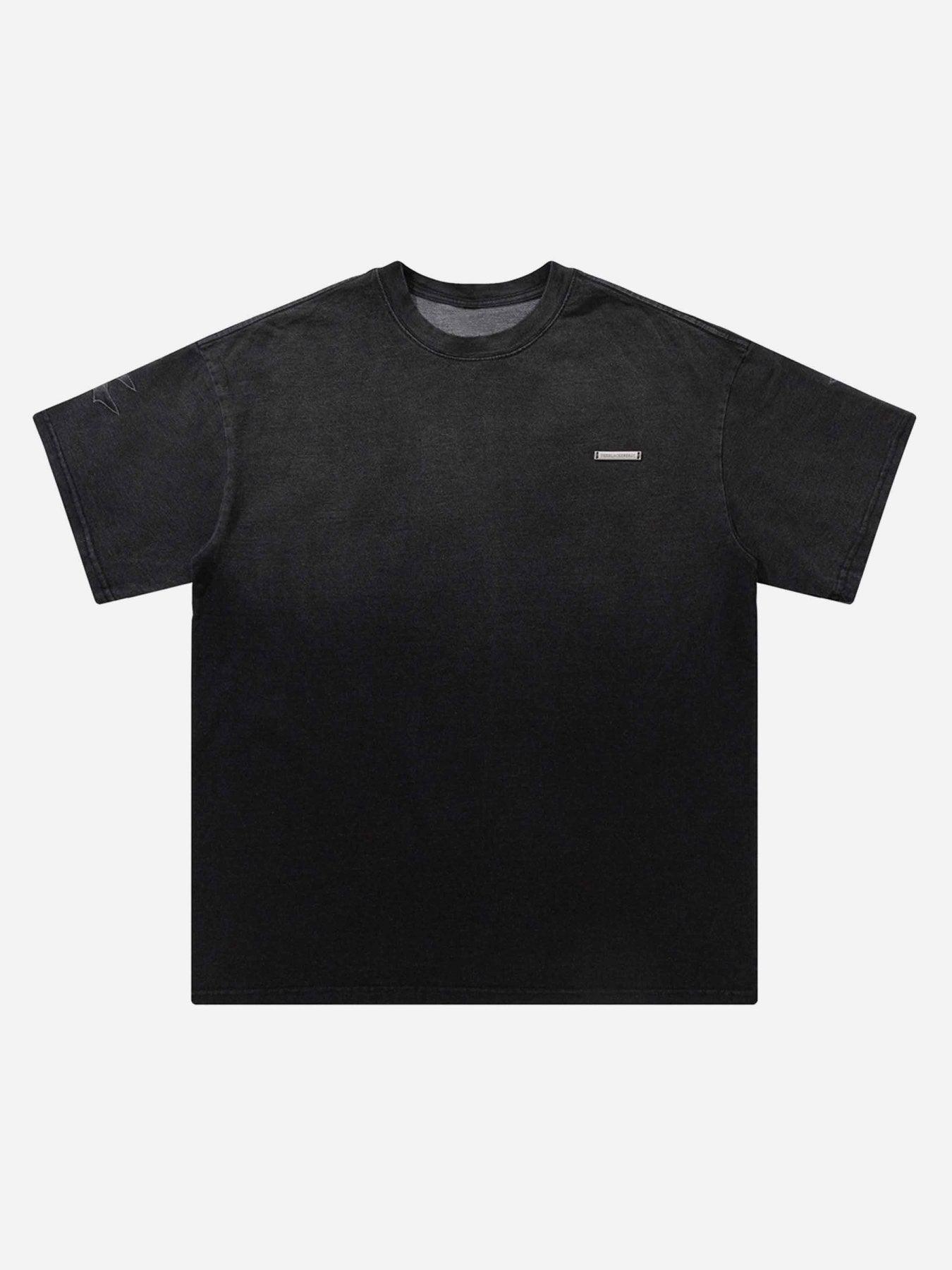 Tntwear® - Tie-dye Gradient Letter Embroidery T-shirt - 1542 - tntwear1