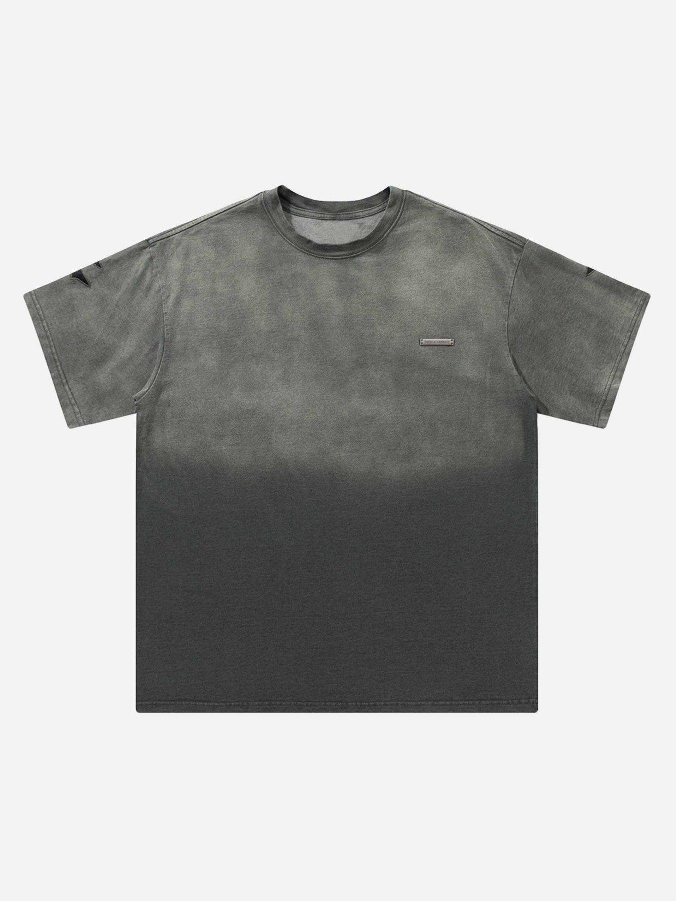 Tntwear® - Tie-dye Gradient Letter Embroidery T-shirt - 1542 - tntwear1