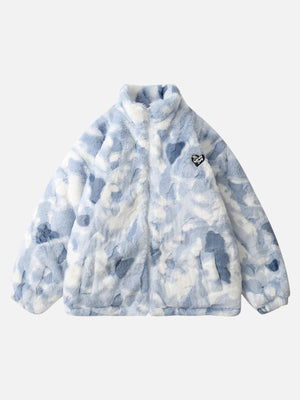 Tntwear® - Tie-dye Stand-up Collar Sherpa Jacket - tntwear1