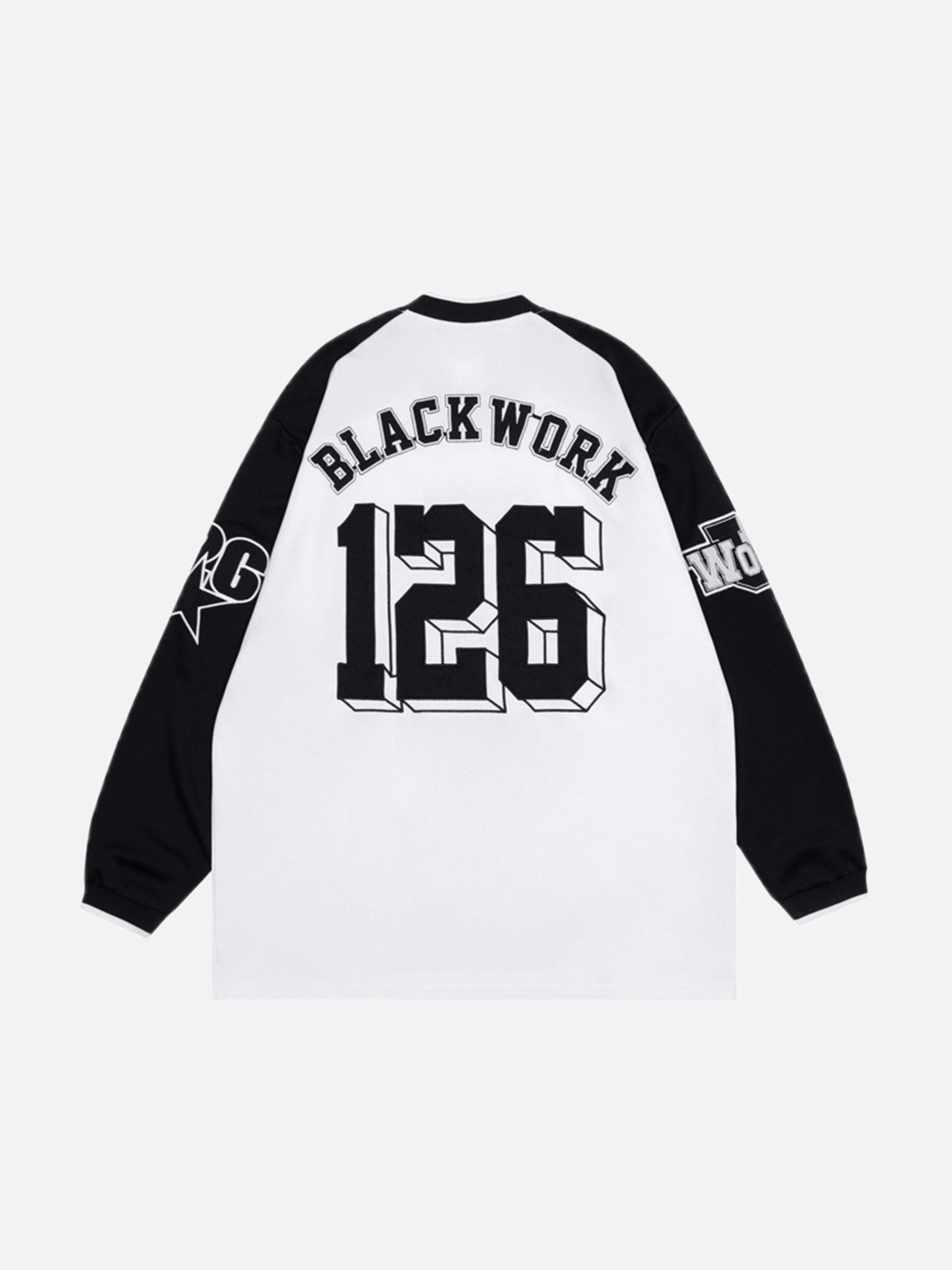 Tntwear® - V-neck Digital Fabric Embroidered Long Sleeve Sweatshirt - 1684 - tntwear1