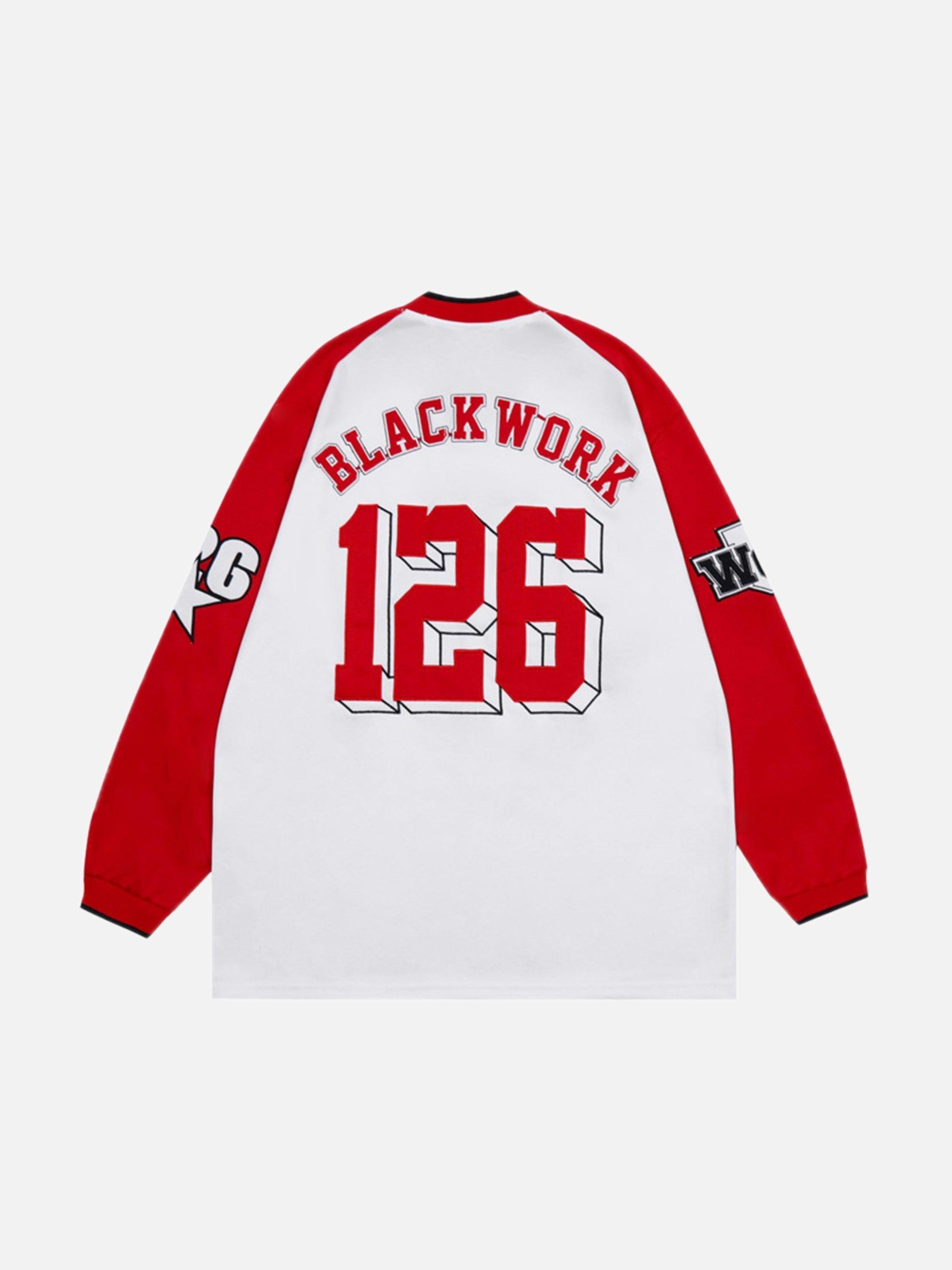 Tntwear® - V-neck Digital Fabric Embroidered Long Sleeve Sweatshirt - 1684 - tntwear1