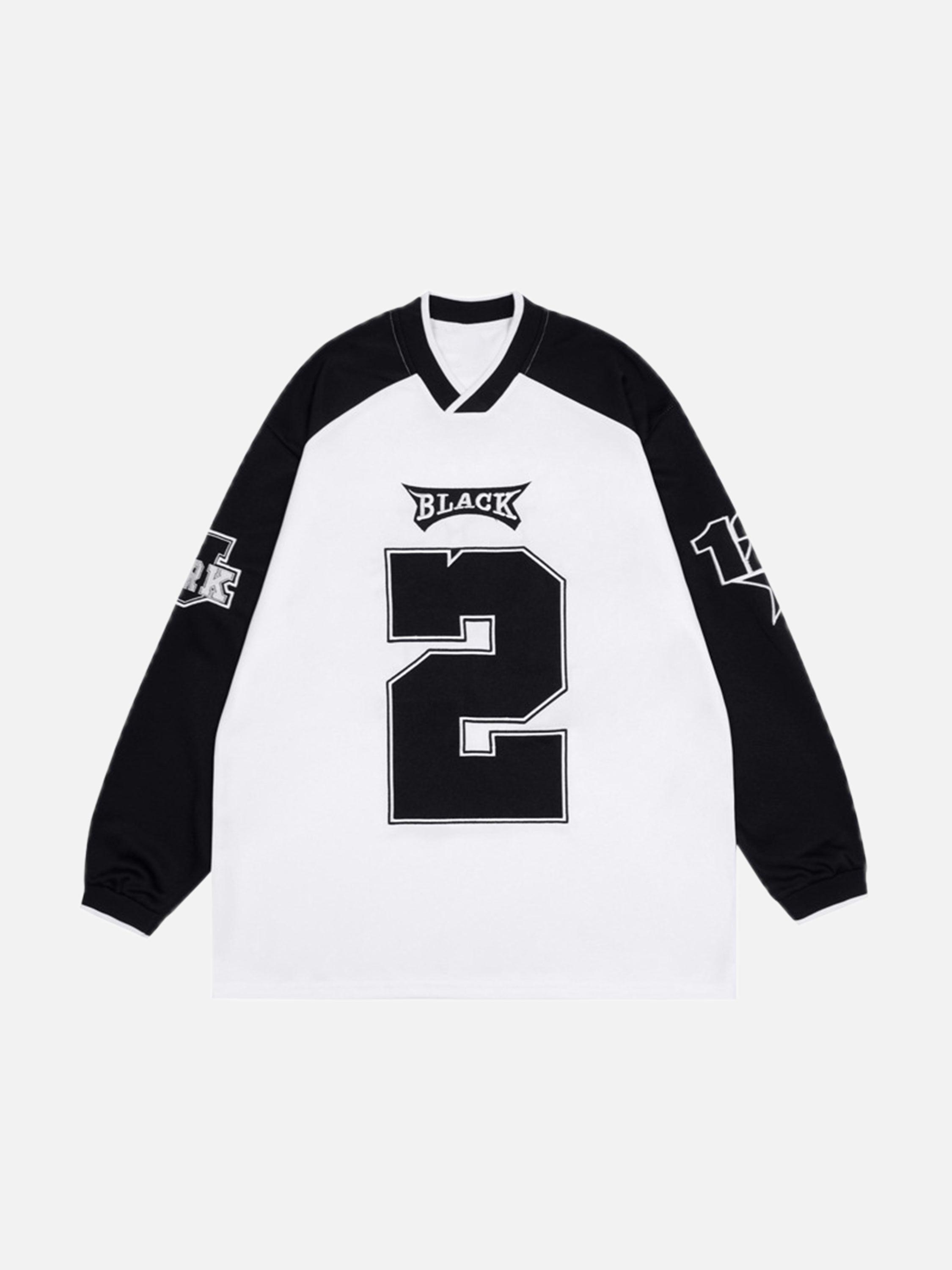 Tntwear® - V-neck Digital Fabric Embroidered Long Sleeve Sweatshirt - 1684 - tntwear1