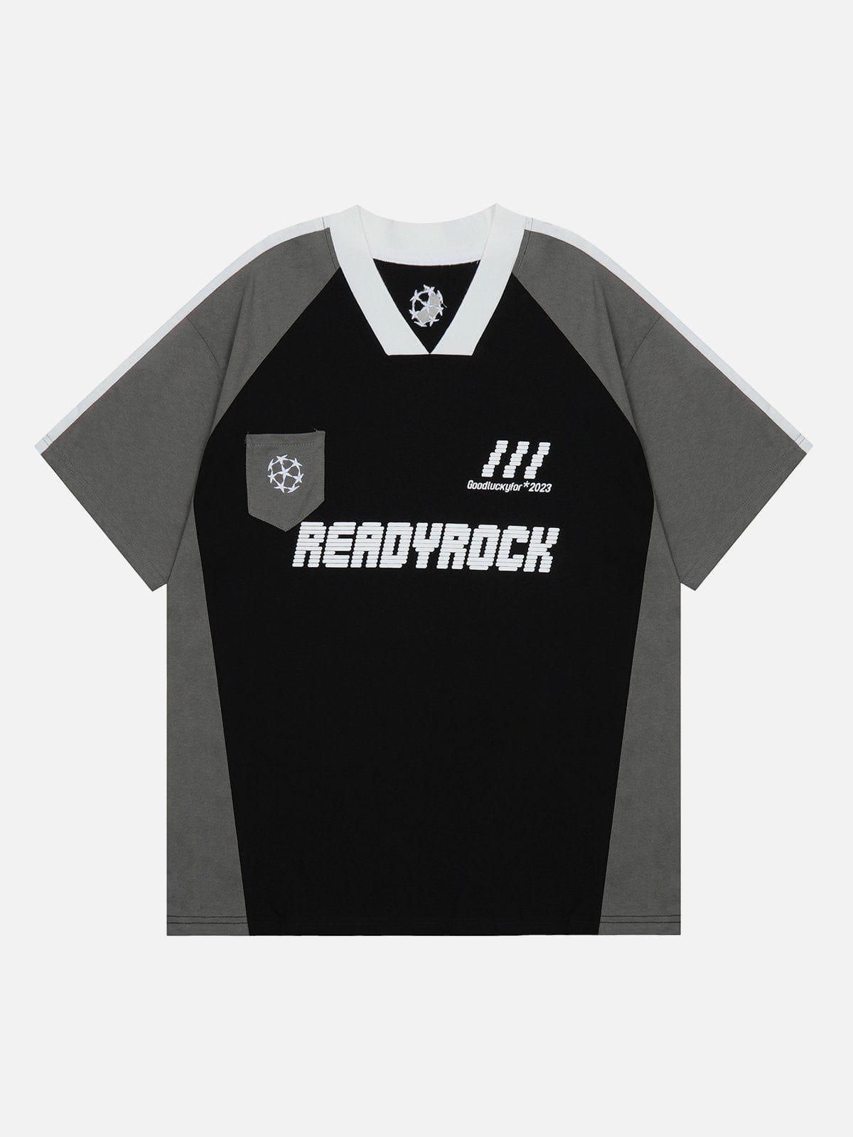 Tntwear® - Vintage Patchwork Polo Collar Tee - tntwear1