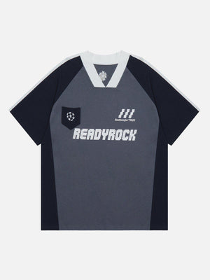 Tntwear® - Vintage Patchwork Polo Collar Tee - tntwear1