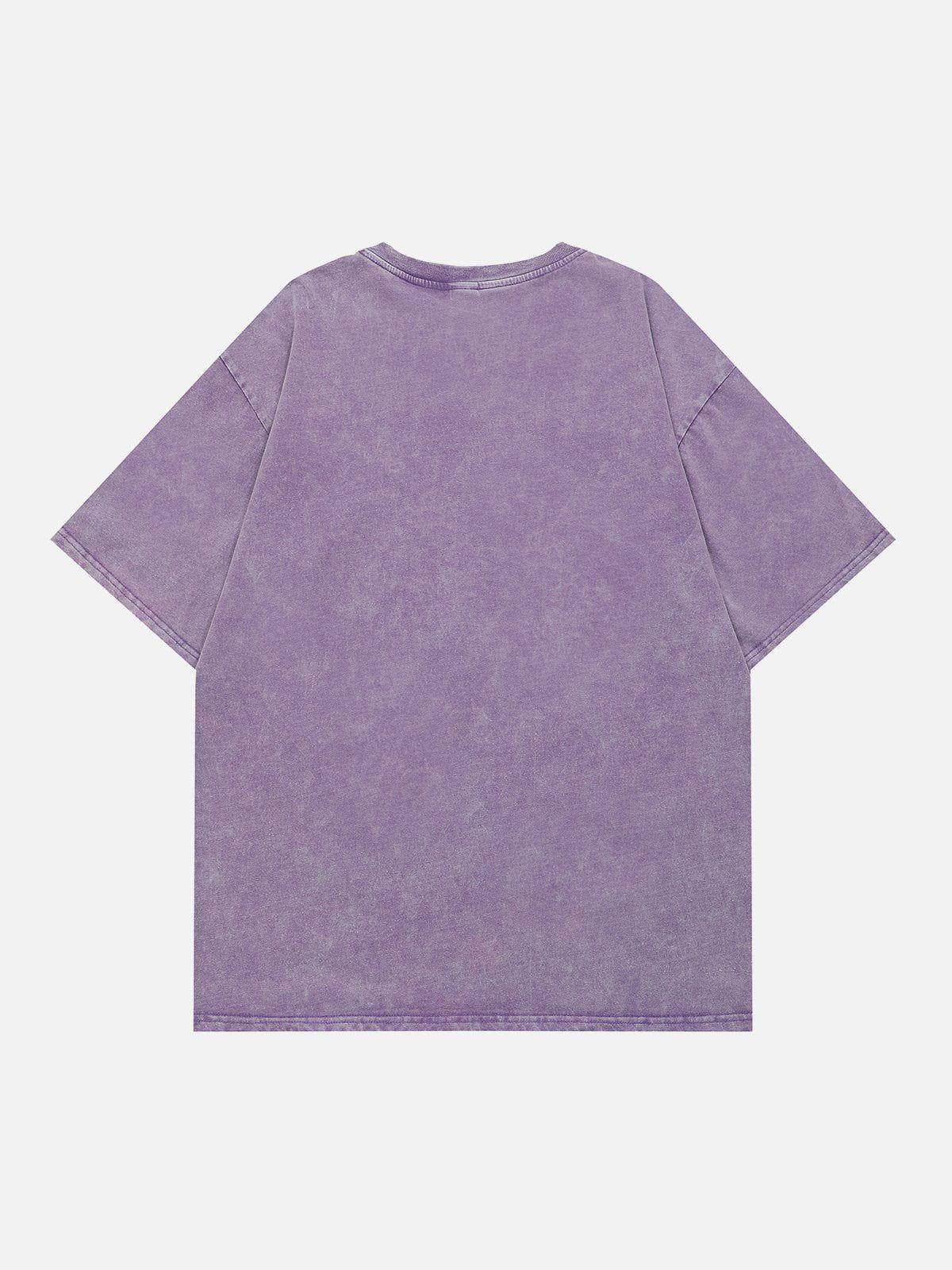 Tntwear® - Washed Irregular Letter Print Tee - tntwear1