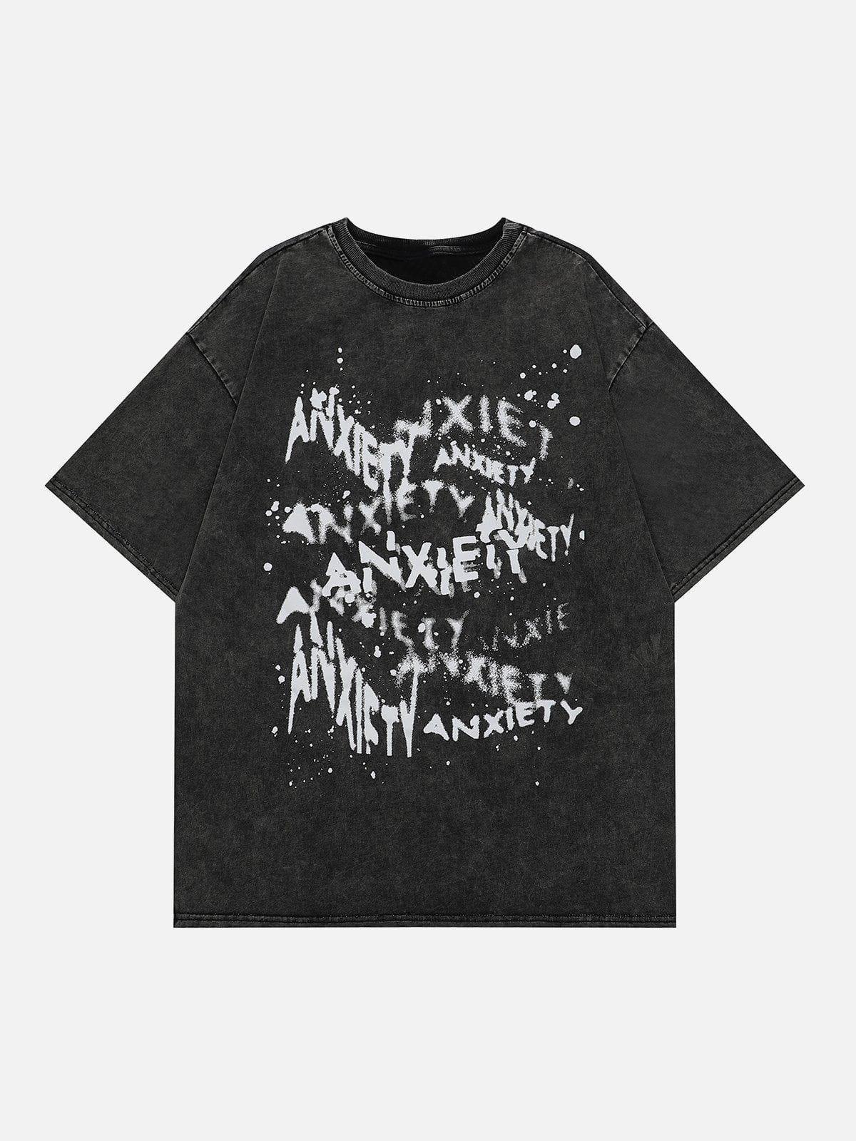 Tntwear® - Washed Irregular Letter Print Tee - tntwear1
