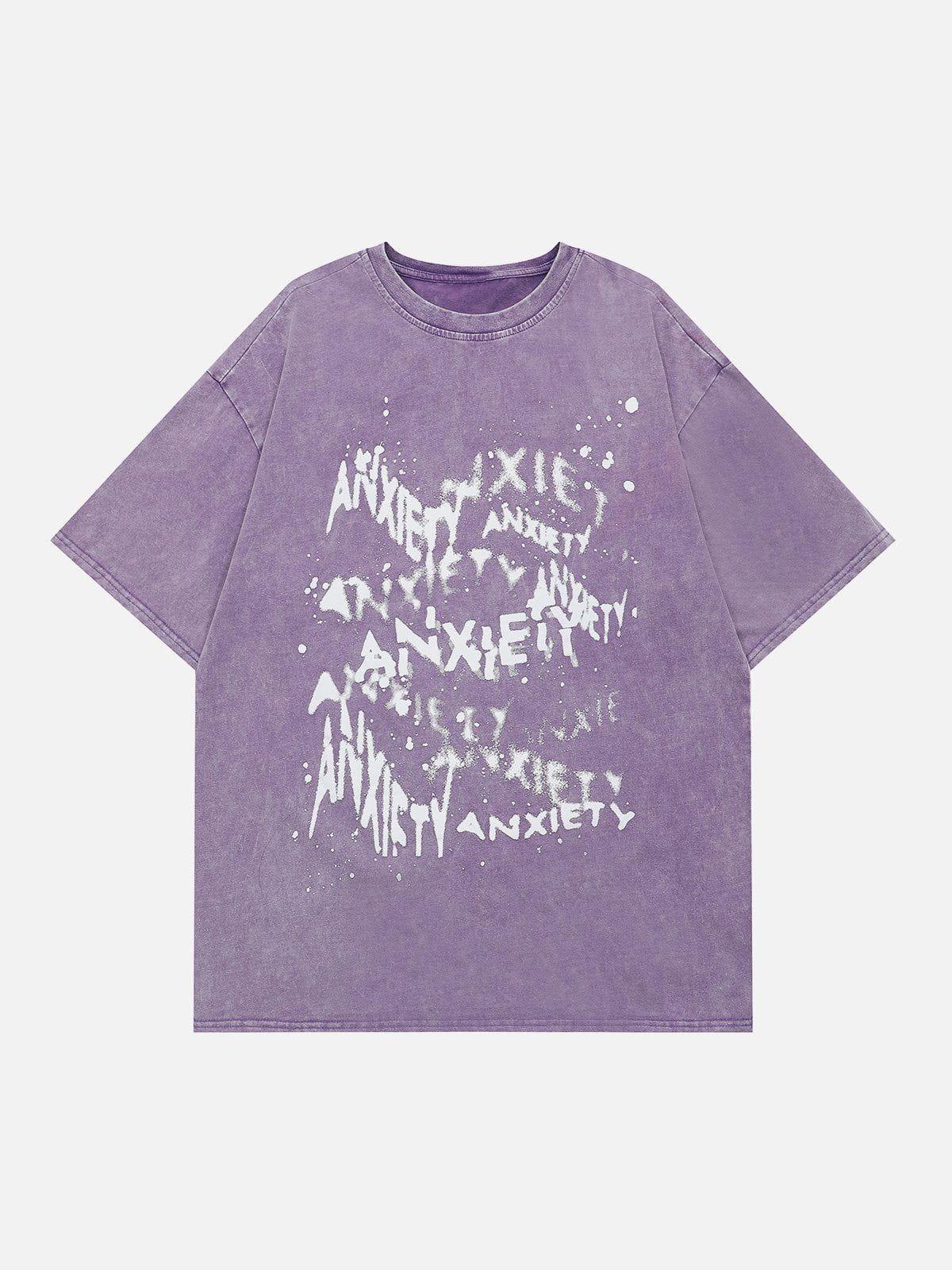 Tntwear® - Washed Irregular Letter Print Tee - tntwear1