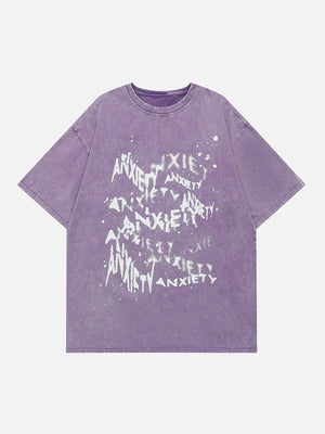 Tntwear® - Washed Irregular Letter Print Tee - tntwear1
