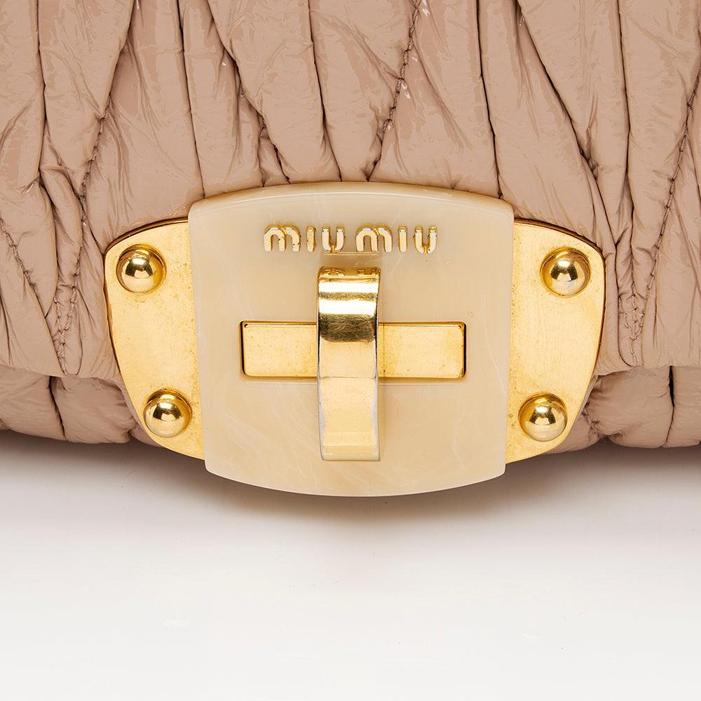 Miu Miu Matelasse Patent Leather Top Handle Flap Bag - FINAL SALE - tntwear1
