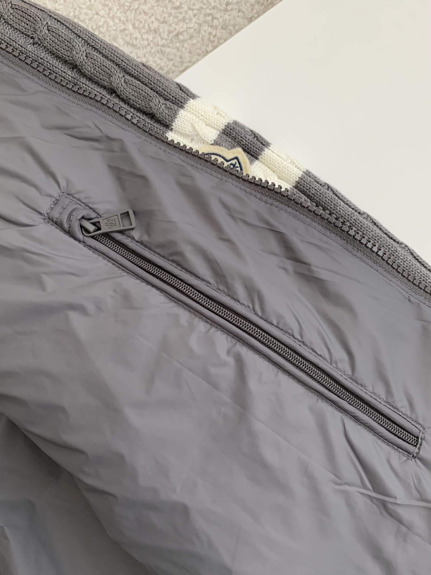 Moncler Dark Gray Padded Wool Zip-Up Cardigan Jacket