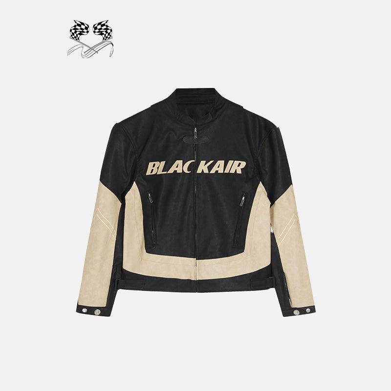 Patching Letter Black Air Leather Jacket - tntwear1