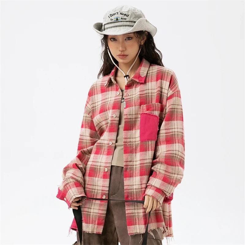 Plaid Reversible Long Sleeve Shirt - tntwear1