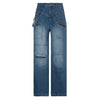 Streetwear Jeans Women Low Waist Button Up Straight Pants - tntwear1