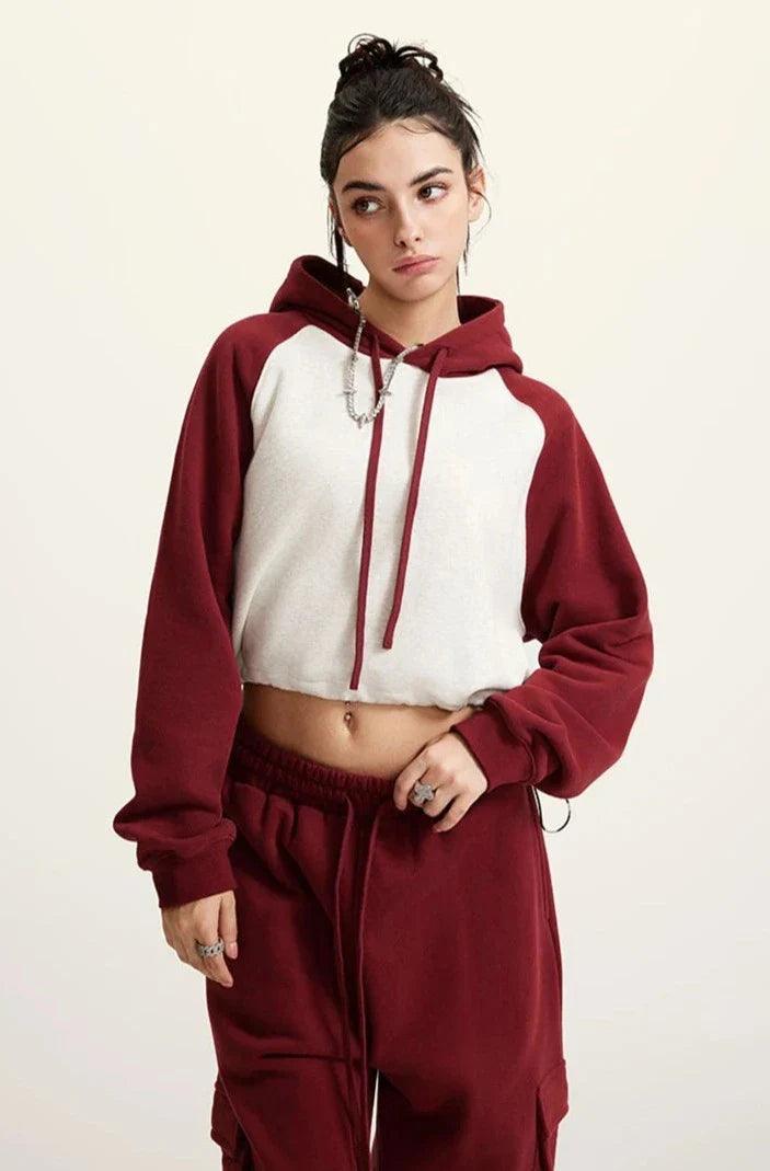 Cropped hoodie brick red deals