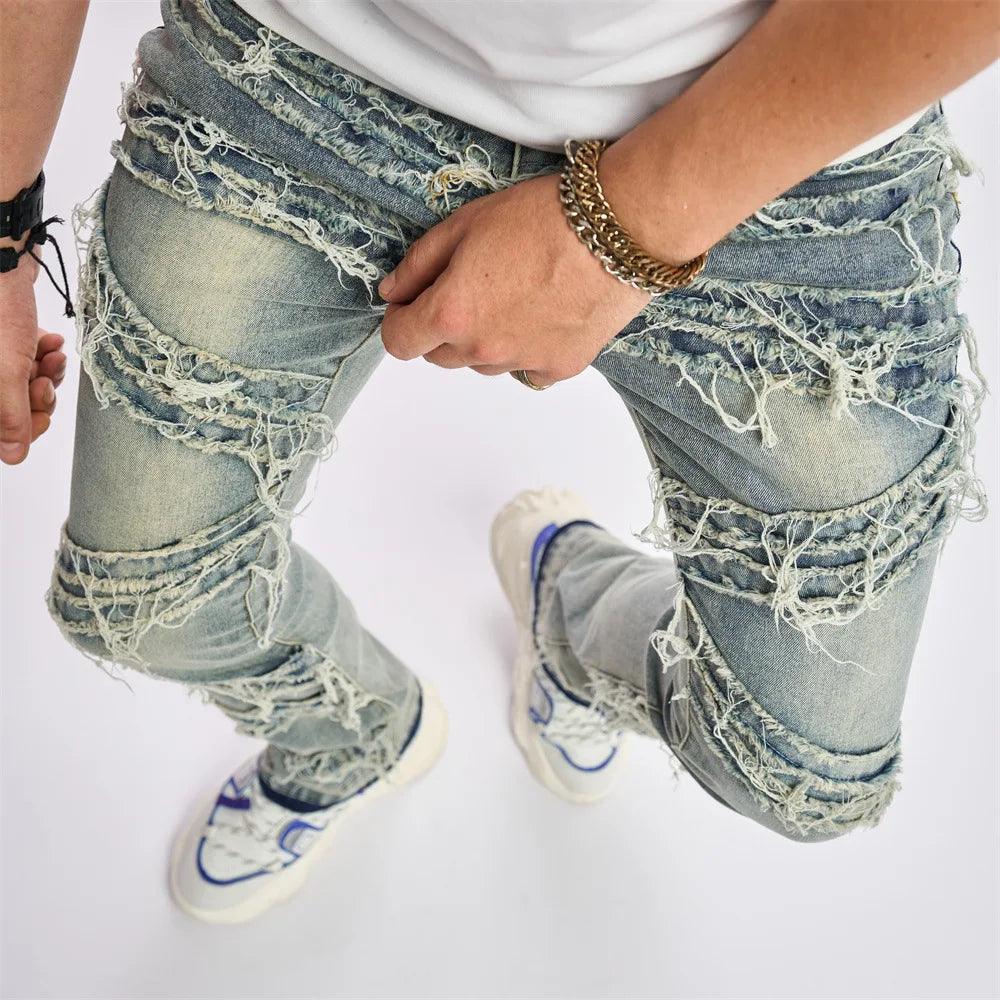 1984 Vintage Blue Patch Streetwear Jeans V14 - tntwear1