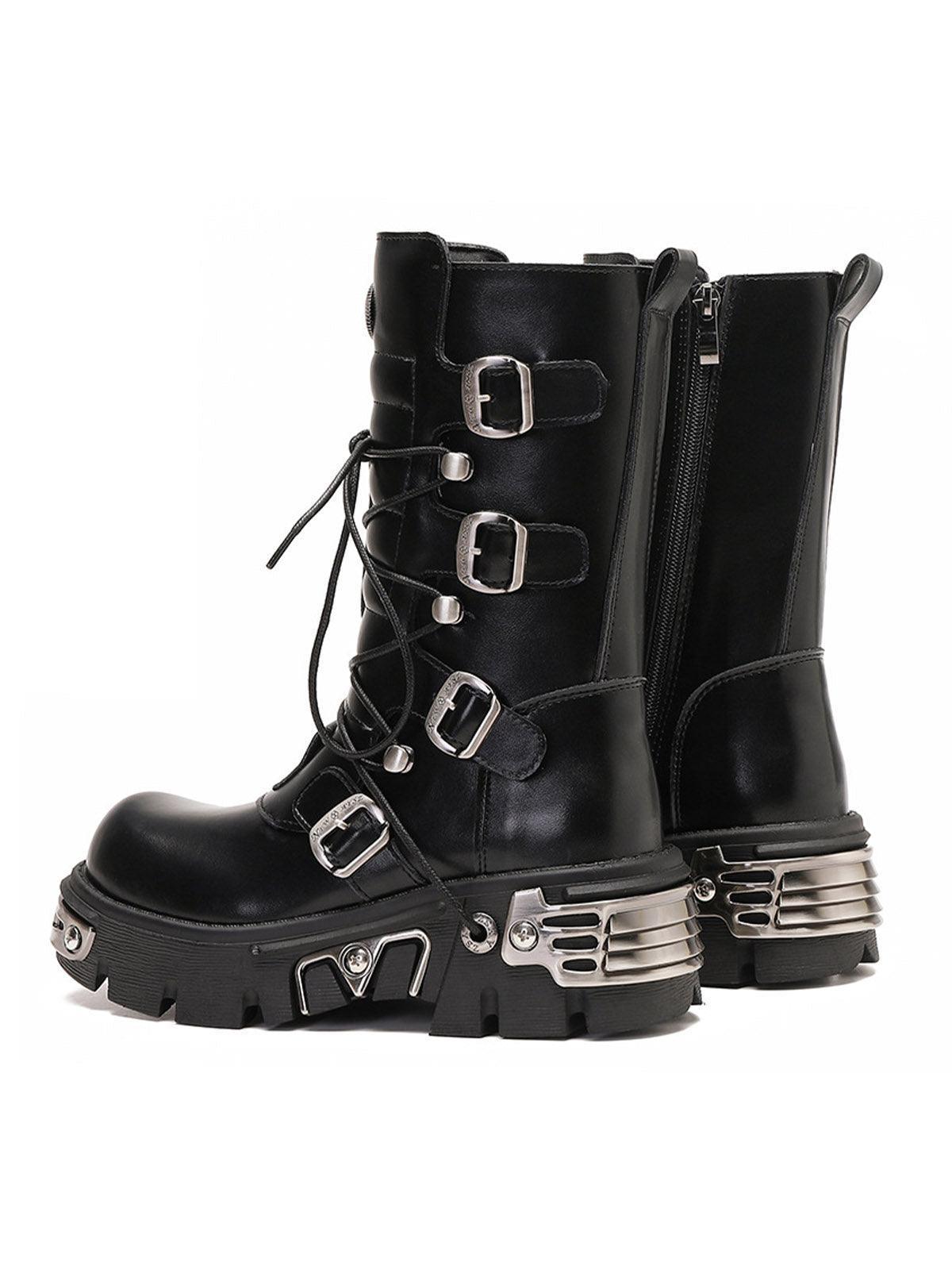 Tntwear Metal Punk Style Workwear Platform Boots - 2199