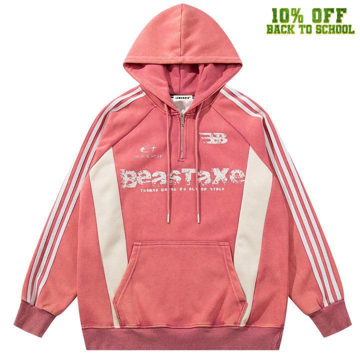 Tntwear® Racing Style Patchwork Hoodie Side Stripes - tntwear1