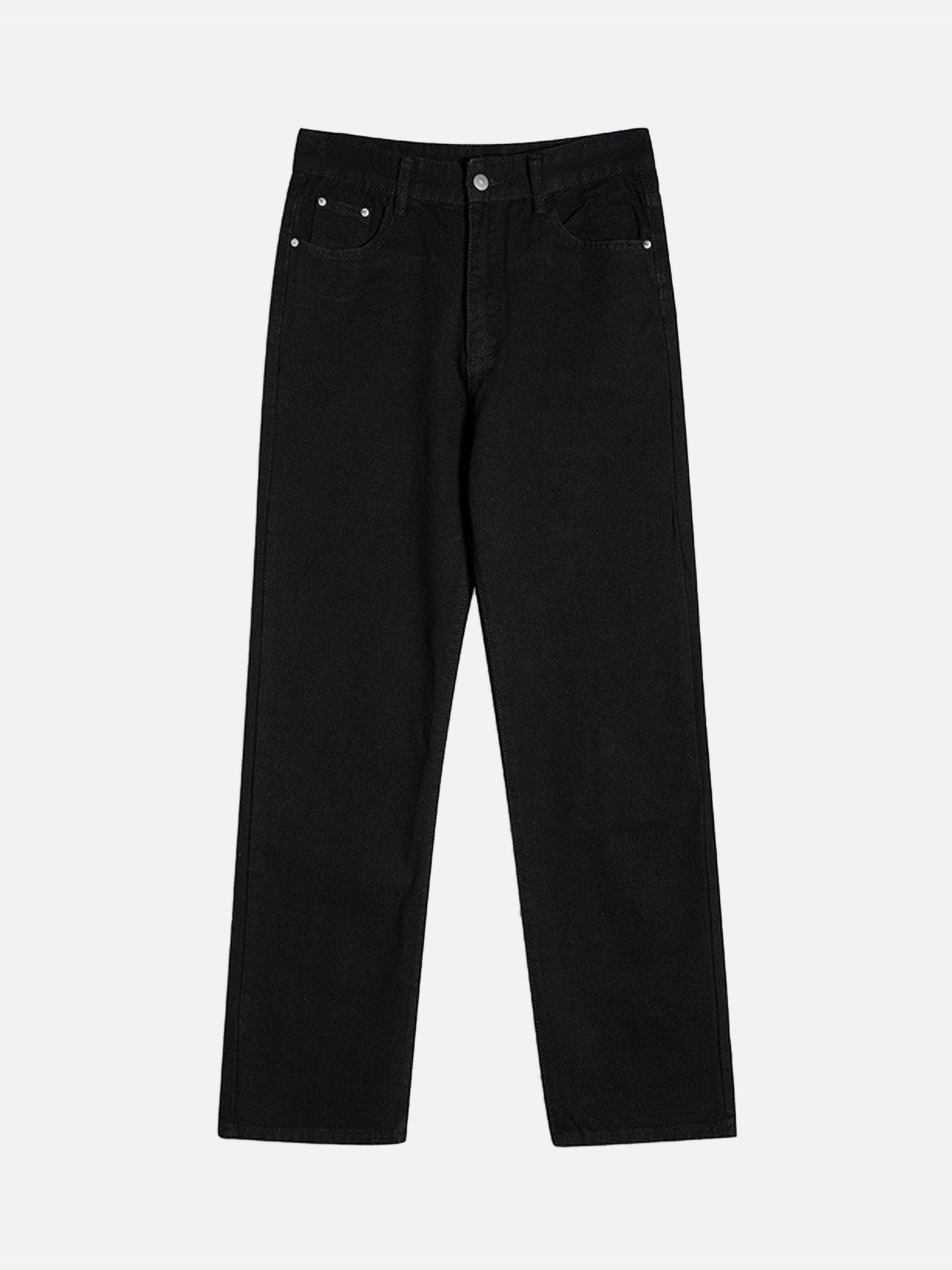 1984 American High Street Burning Text Embroidered Letters Jeans -1478 - tntwear1