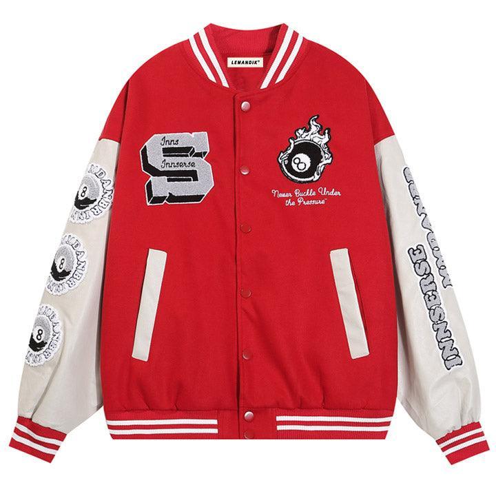 Tntwear® Unisex Varsity Jacket Eight Ball Patch - tntwear1