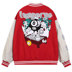 Tntwear® Unisex Varsity Jacket Eight Ball Patch - tntwear1