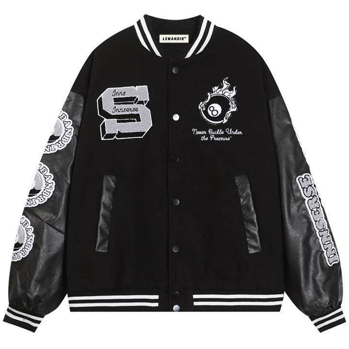 Tntwear® Unisex Varsity Jacket Eight Ball Patch - tntwear1