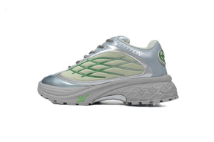 Custom LV Discovery Lace Up White Silver Green - tntwear1