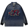 Tntwear® Retro Washed Denim Stitching Polo Sweatshirt - tntwear1