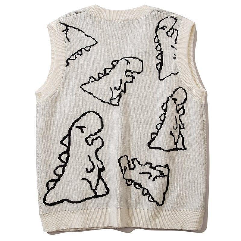 Dinosaur Graphic Knit Sweater Vest - tntwear1