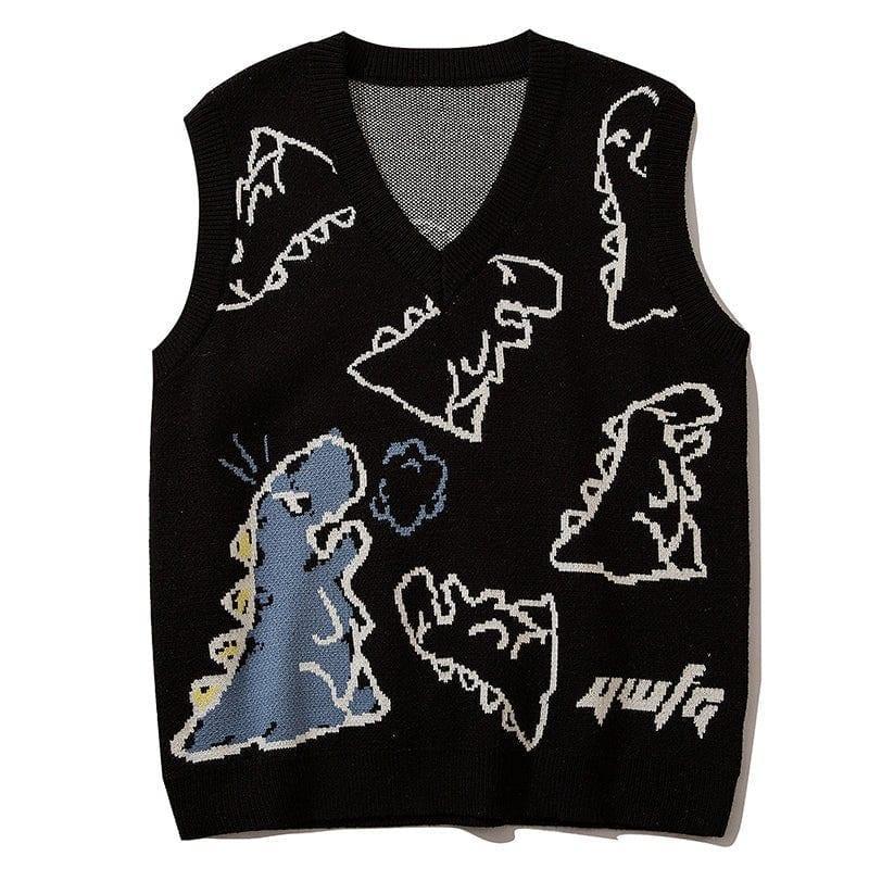 Dinosaur Graphic Knit Sweater Vest - tntwear1