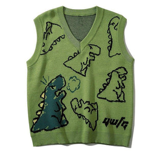 Dinosaur Graphic Knit Sweater Vest - tntwear1