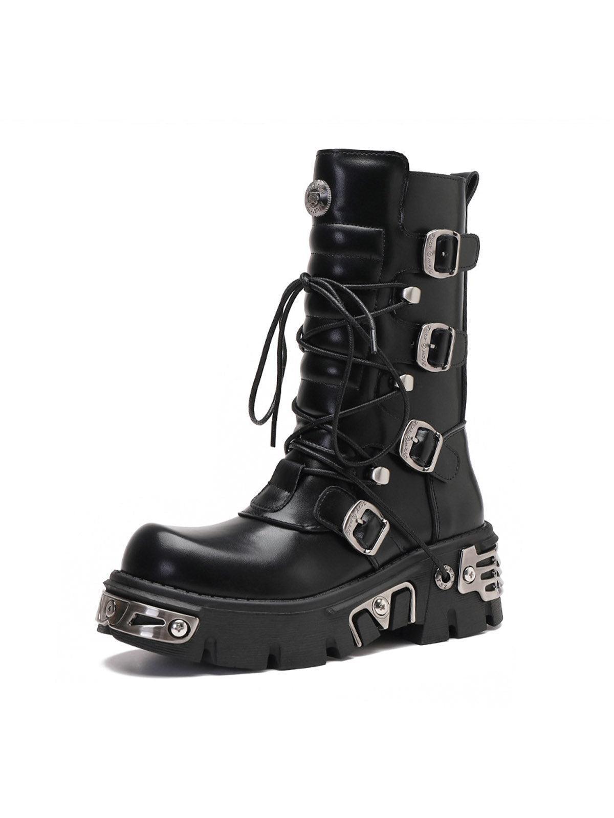 Tntwear Metal Punk Style Workwear Platform Boots - 2199